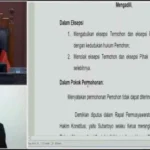 Ketua Mahkamah Konstitusi MK Suhartoyo membacakan keputusan MK soal gugatan pasangan calon wali kota dan wakil wali kota makassar menolak gugatan pasangan INIMI