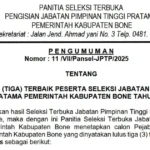 Cek Di Sini Nama nama Lolos Seleksi 3 Besar Jabatan Pimpinan Tinggi Pratama Bone 2025