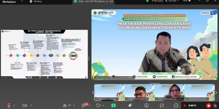 Kementerian ATR/BPN Siapkan 7 Langkah untuk Raih Predikat SAKIP A 3 Tampilan layar Zoom saat pelaksanaan Webinar SAKIP Series keempat Kementerian ATR/BPN, Selasa (12/8/2025).