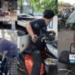 Warga berebut mengambil sisa material besi di Gedung DPRD Makassar pasca kebakaran yang terjadi pada Jumat malam (29/8/2025). TNI berjaga untuk memperketat pengamanan di lokasi tersebut.