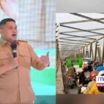 Kiri: Wali Kota Makassar, Munafri Arifuddin, saat menyampaikan pidato dalam Forum International Academic Consortium for Sustainable Cities (IACSC) 2025. Kanan: Kemacetan di Jembatan Barombong saat jam sibuk, yang rencananya akan dibangun jembatan kembar sebagai solusi oleh Pemkot Makassar bersama sektor swasta lokal. (Foto: Dok. Pemkot Makassar)
