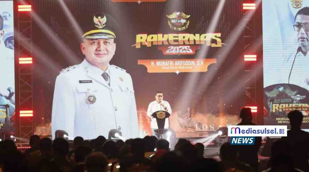 Wali Kota Makassar, Munafri Arifuddin, saat membuka Rakernas Harley Davidson Club Indonesia (HDCI) 2025 di Hotel Gammara, Sabtu (6/9/2025).