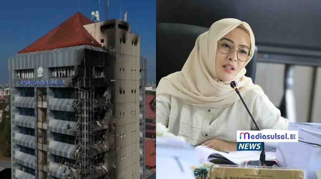 Kiri : Kantor DPRD Sulsel Pasca di bakar oleh  demonstran Kanan : Ketua DPRD Sulsel, Andi Rachmatika Dewi/IST Kiri : Kantor DPRD Sulsel Pasca di bakar oleh demonstran Kanan : Ketua DPRD Sulsel, Andi Rachmatika Dewi/IST