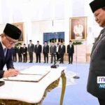 Presiden Prabowo Subianto melantik empat menteri dan satu wakil menteri Kabinet Merah Putih di Istana Negara, Jakarta, 8 September 2025