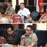 Kepala Kantor Pertanahan Kota Makassar, Adri Virly Rachman (tengah), menyambut kunjungan Panitia Antar Kementerian (PAK) dalam rangka kegiatan Monitoring dan Evaluasi (Monev) di Kantor Pertanahan Makassar, Kamis (18/9/2025).