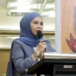 Hj Irmawati Sila saat sosialisasi Perda 6/2019 tentang Kepemudaan di Khas Hotel Makassar.