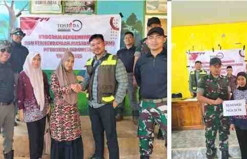 Perwakilan PT Toshida Indonesia bersama aparat desa saat meninjau Pustu dan Posyandu di Sopura, Kolaka—bagian dari realisasi PPM 2024–Q3 2025.