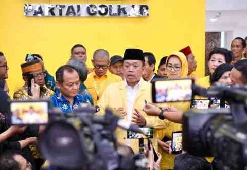 Menteri ATR/BPN Nusron Wahid menjadi keynote speaker dalam seminar reforma agraria di Kantor DPP Partai Golkar, Jakarta, Jumat (12/12/2025).