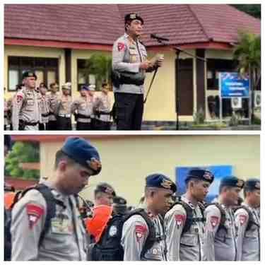 Kapolda Sulsel Irjen Pol Djuhandhani Rahardjo Puro mengecek kesiapan personel dan perlengkapan Sat Brimob Polda Sulsel yang akan BKO ke Aceh, Makassar, Jumat (26/12/2025). WhatsAppImage2025 12 26at15.42.20 1