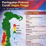 BMKG Peringatkan Potensi Hujan Tinggi di Sulsel 11–20 Januari, Sejumlah Daerah Masuk Status Awas