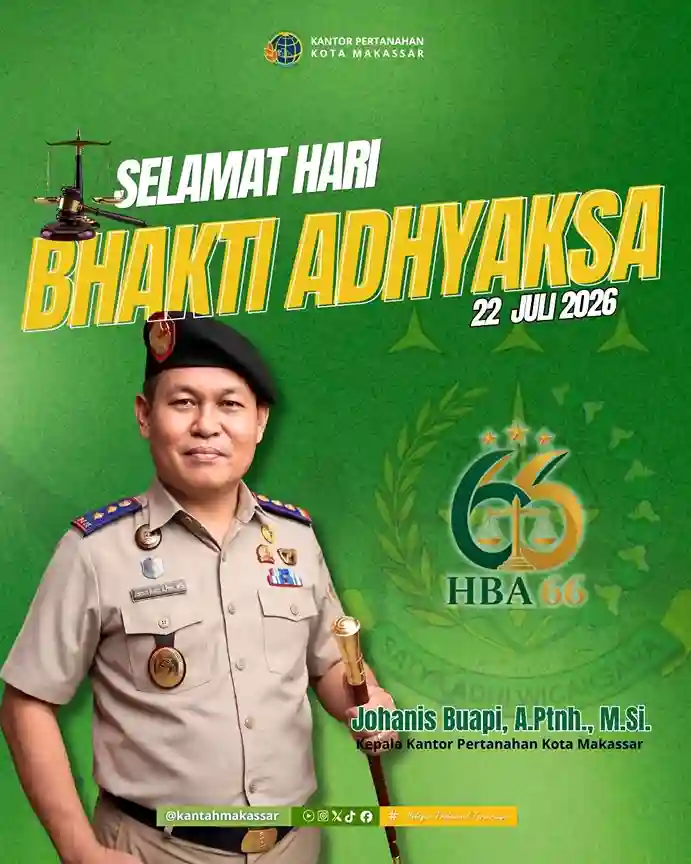 Kantah Makassar Sampaikan Ucapan Hari Bhakti Adhyaksa ke-66