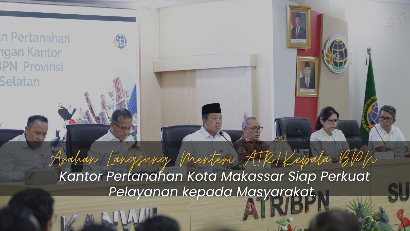 Menteri ATR/BPN Nusron Wahid memberikan arahan di Aula Kolaborasi Kanwil BPN Sulsel