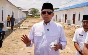 Menteri ATR BPN Nusron Wahid meninjau pembangunan huntap Aceh Tamiang