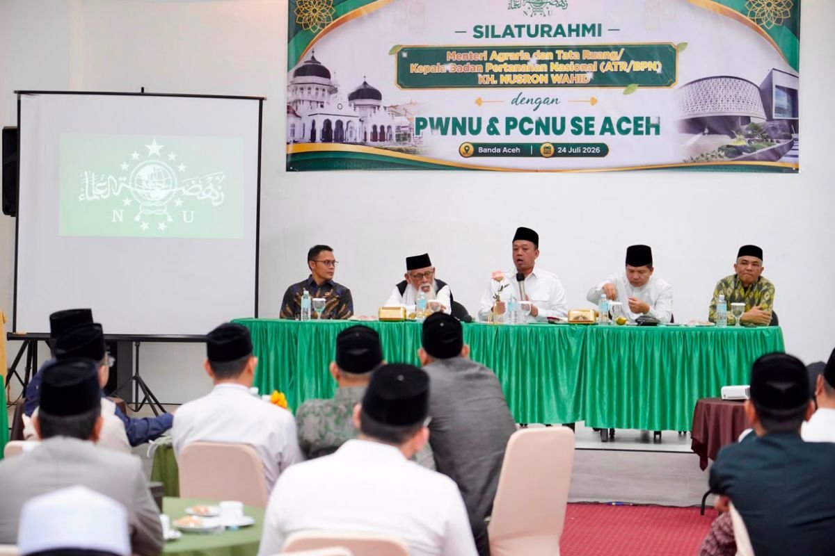 Nusron Ajak PWNU dan PCNU Aceh Percepat Sertipikasi Tanah Wakaf 1 Menteri ATR Kepala BPN Nusron Wahid bertemu PWNU dan PCNU se-Aceh untuk mempercepat sertipikasi tanah wakaf