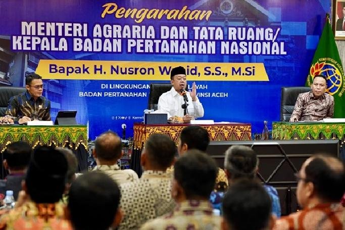 Nusron Minta Transformasi Layanan Pertanahan Berorientasi Kepuasan Warga 1 Menteri ATR Kepala BPN Nusron Wahid memberikan pembinaan layanan pertanahan kepada jajaran BPN Aceh pada 24 Juli 2026