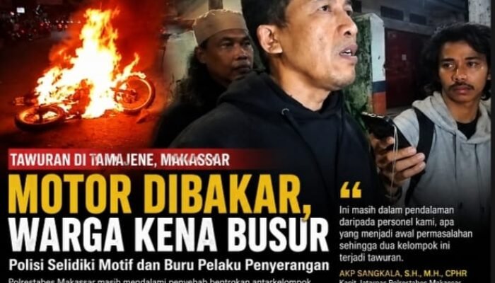 Tawuran Pecah di Tamajene Makassar, 1 Orang Kena Busur dan Motor Dibakar