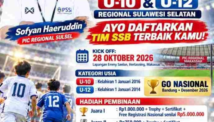 Liga Anak Indonesia 2026 Sulsel Kick Off 28 Oktober di Makassar