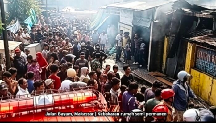 Kebakaran Hanguskan Rumah Semi Permanen di Jalan Bayam Makassar, Diduga Akibat Korsleting Listrik