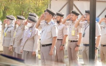 Pegawai Kantor Pertanahan Kabupaten Takalar mengikuti apel pagi pada Senin 5 Oktober 2026
