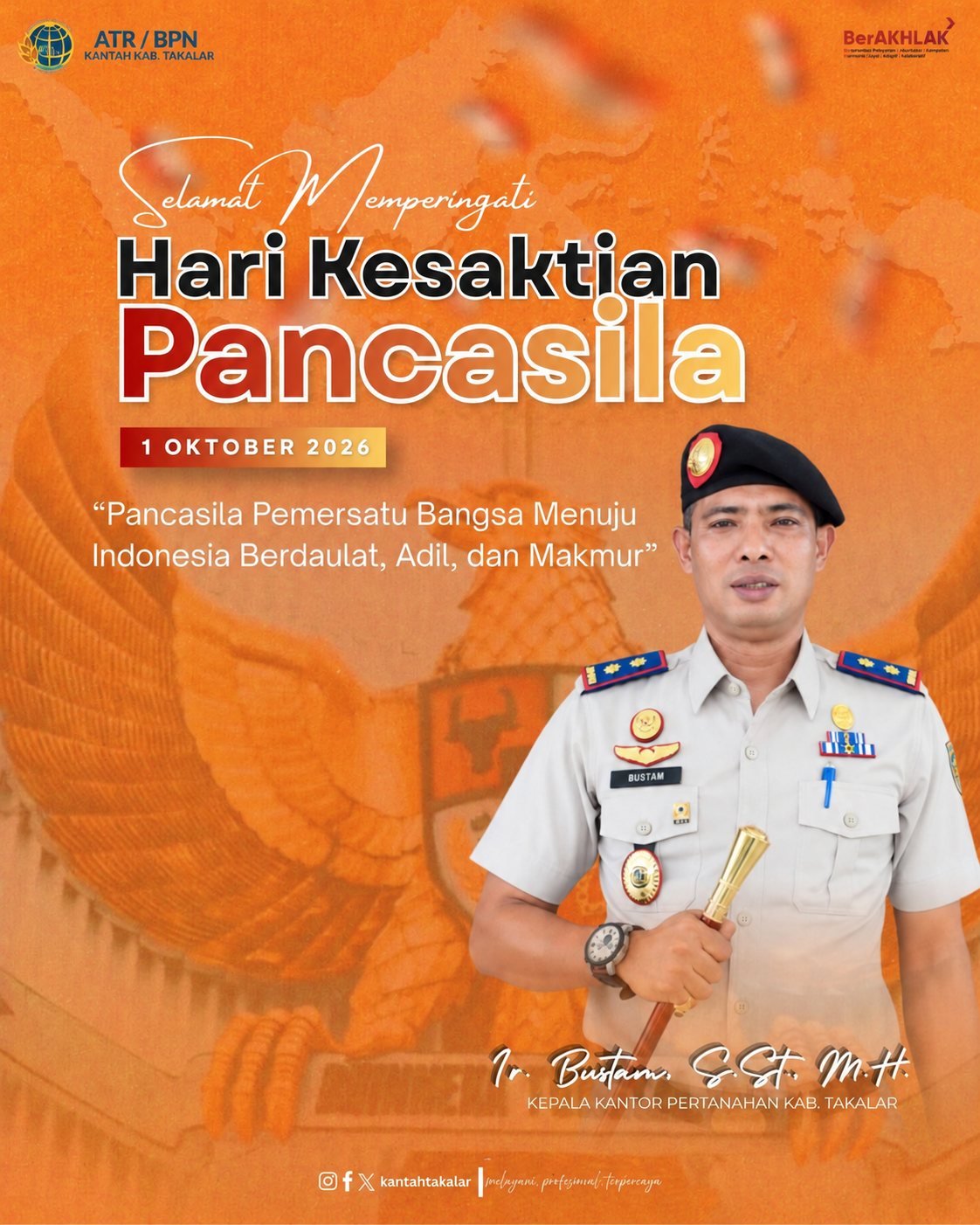 Grafis Kantor Pertanahan Kabupaten Takalar untuk Hari Kesaktian Pancasila 1 Oktober 2026