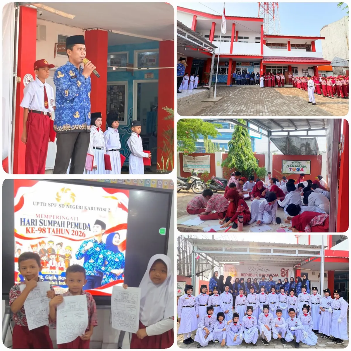 SDN Karuwisi 2 Makassar memperingati Sumpah Pemuda dengan upacara serta kegiatan mewarnai dan menggambar pada 28 Oktober 2026