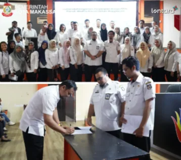 Sekcam Rappocini Makassar bersama pegawai pada penandatanganan perjanjian PPPK paruh waktu