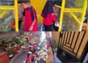 Siswa SD Negeri Baraya I Makassar mengikuti kegiatan belajar di area tanaman sekolah dalam program LENTERA