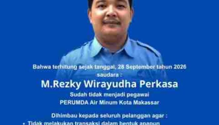 PDAM Makassar Keluarkan Peringatan Keras! M Rezky Wirayudha Bukan Lagi Pegawai, Pelanggan Dilarang Bertransaksi